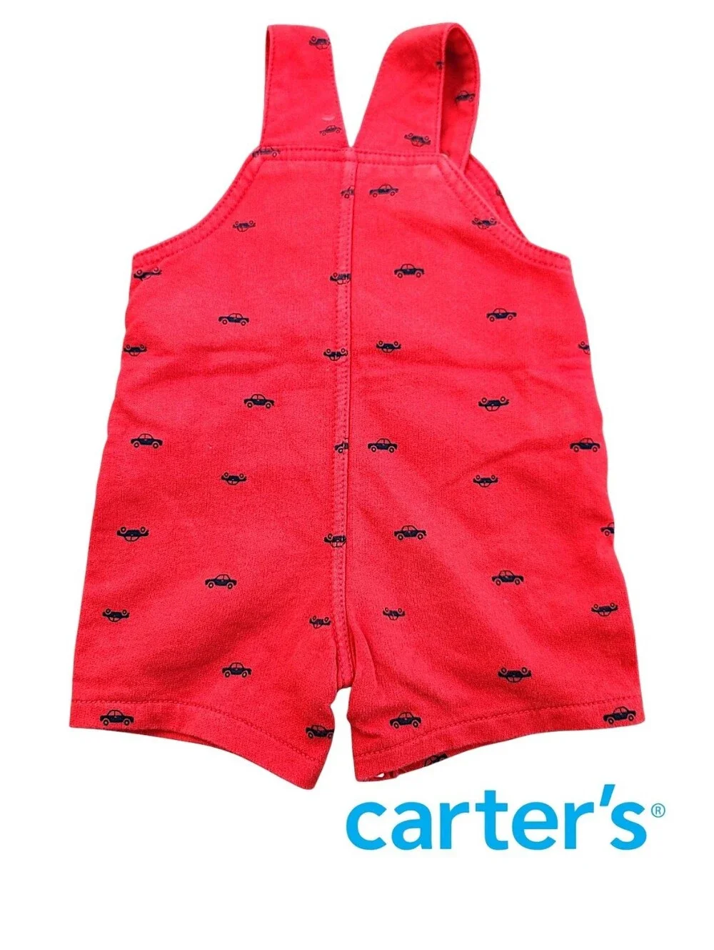 Carter's 2-Piece Baby Red Shortalls Striped & T-Shirt Size 12 Months 100% Cotton